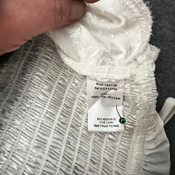 Ivory Satin Sz Medium Cami w FLAW Coquette Y2K Cropped  Peplum Strap Smocked - Picture 7 of 8